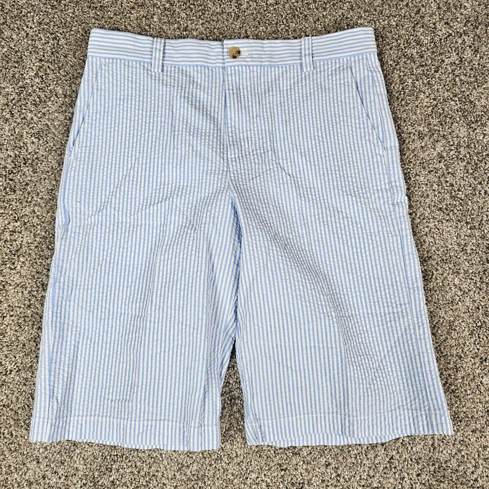 Vineyard Vines Shorts Womens 18 30x11 Blue Striped Seersucker Bermuda Beach
